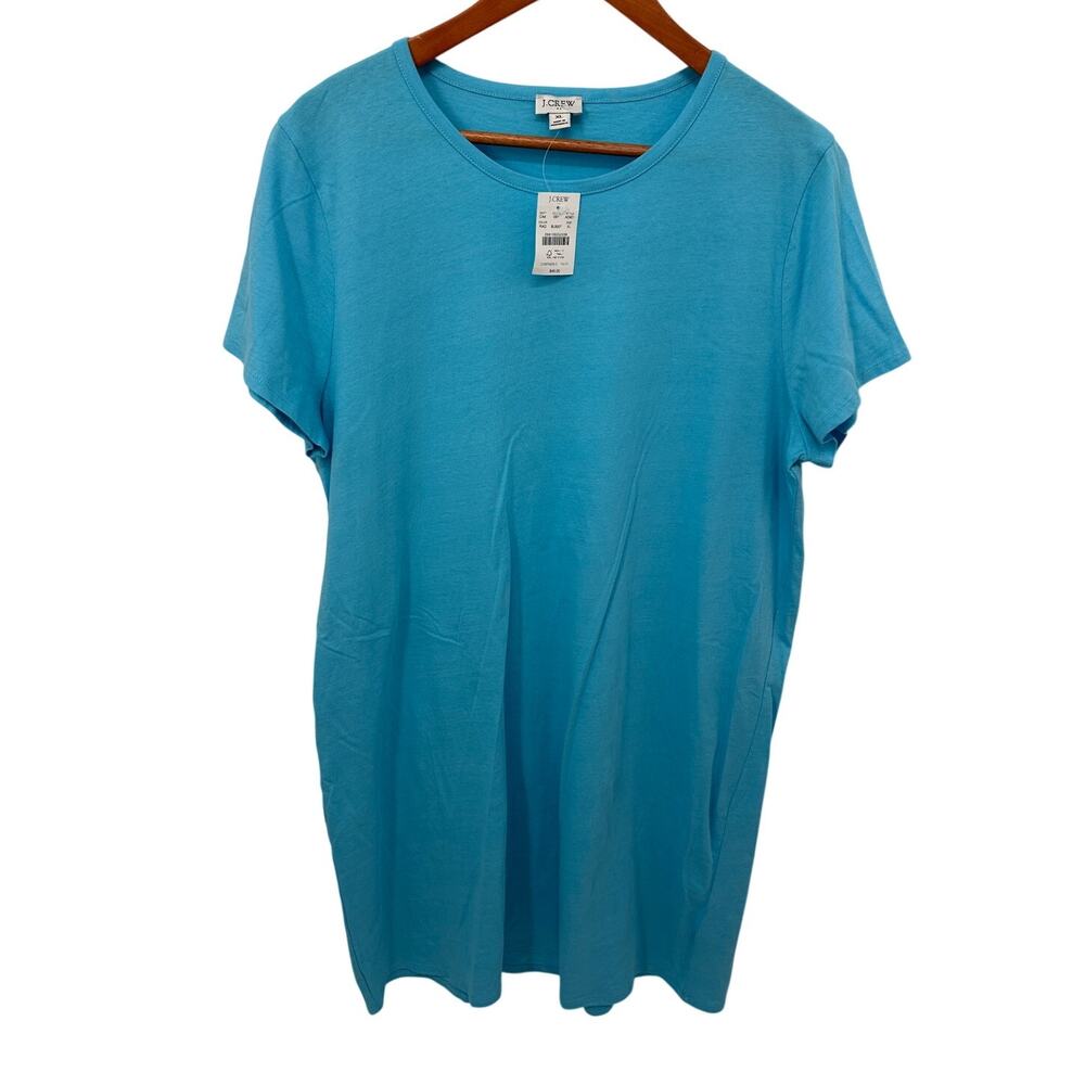 J.CREW NWT Teal Short Sleeve Cotton T-Shirt Dress AO421 // XL